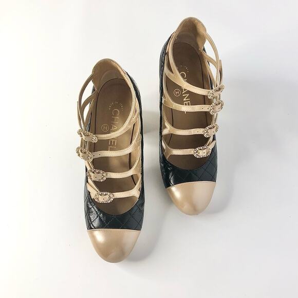 Chanel Quilted CC Logo 2017 Cruise Patent Leather Maryjane Platform Pumps 36.5 - Picture 3 of 11